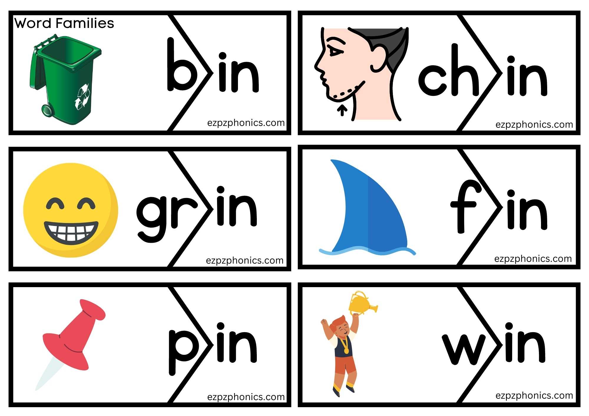 Puzzle match activity Word Family in Phonics Activities 